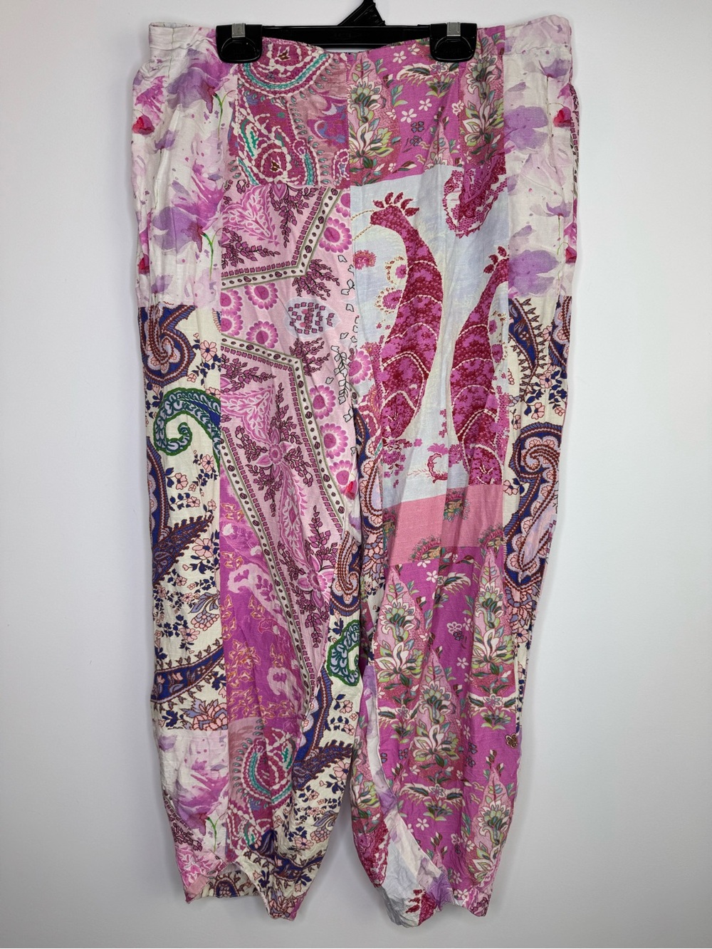 Colorful Pink Paisley boho patchwork Harem Pants size medium - Picture 2 of 9